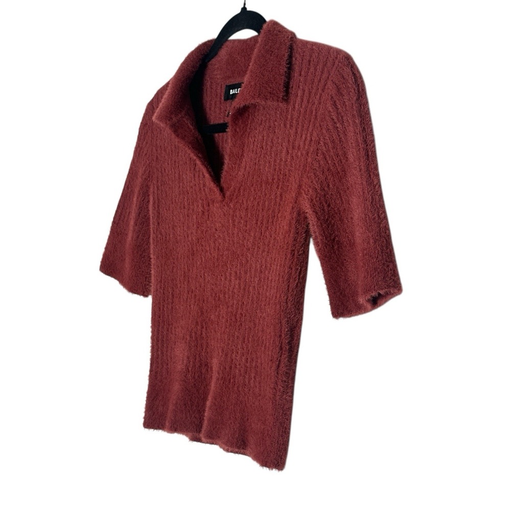 Bailey 44 Women's Sweater Top XS Soft Fuzzy Short Sleeve‎ Collar Career Stretch